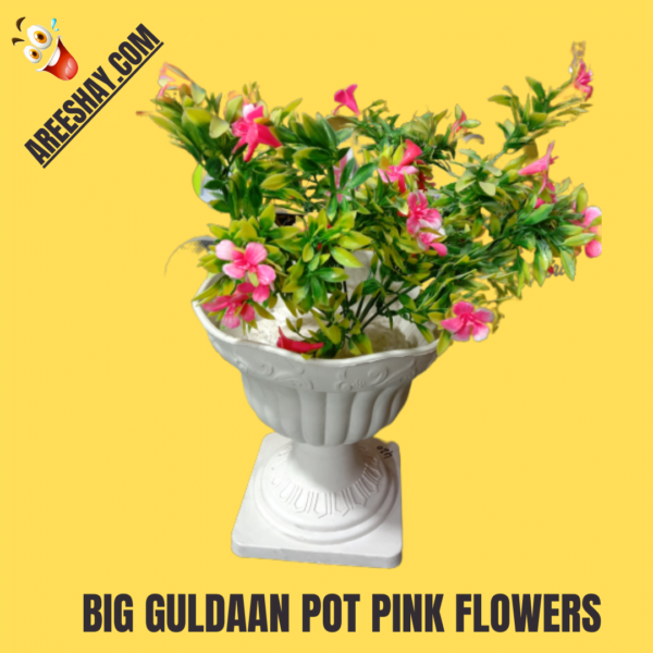 BIG WHITE POT WITH PINK FLOWERS