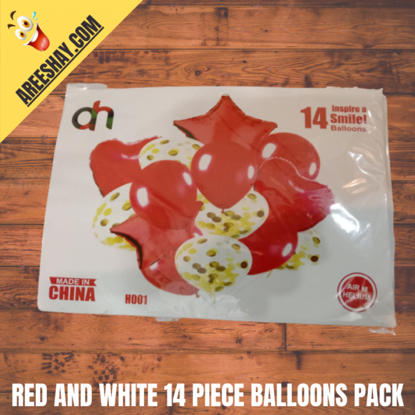 Red and White 14 Piece Balloons Pack