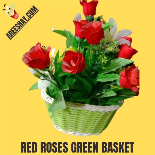 RED ROSES ARTIFICIAL FLOWERS BASKET