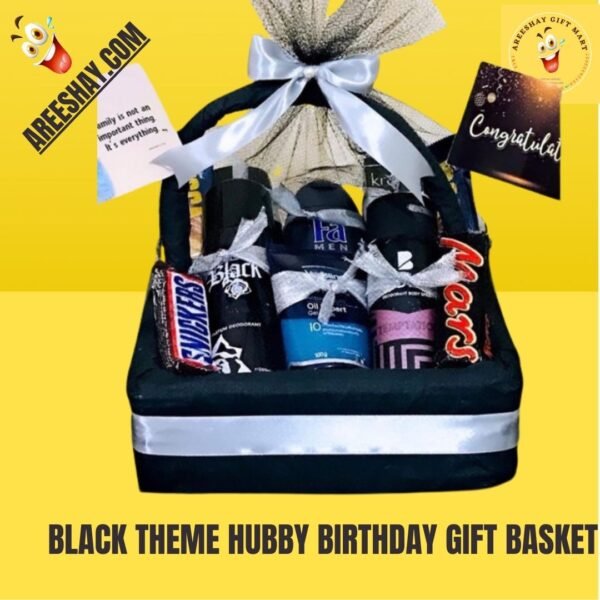 BLACK THEME HUBBY BIRTHDAY GIFT BASKET