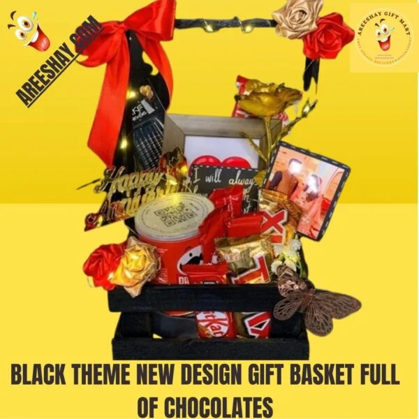 BLACK THEME NEW DESIGN GIFT BASKET FULL OF CHOCOLATES