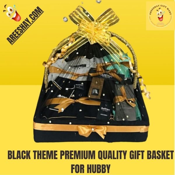 BLACK THEME PREMIUM QUALITY GIFT BASKET FOR HUBBY