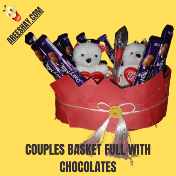 BUY COUPLE GIFT BASKET WITH FULL OF CHOCOLATES ONLINE