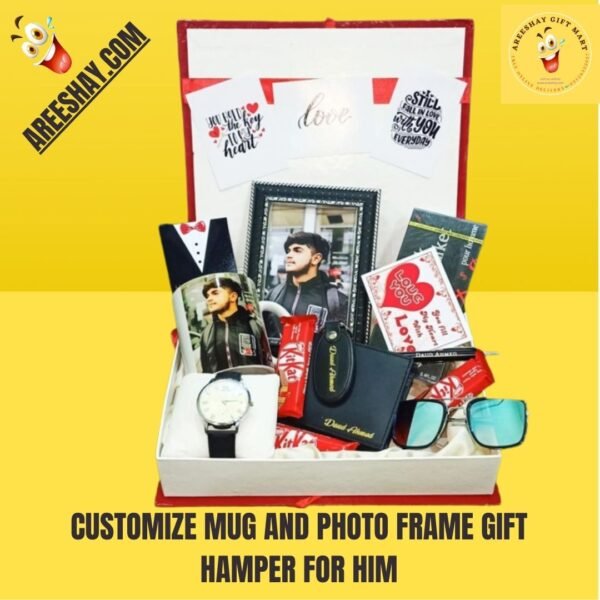 CUSTOMIZE MUG AND PHOTO FRAME GIFT HAMPER FOR HIM