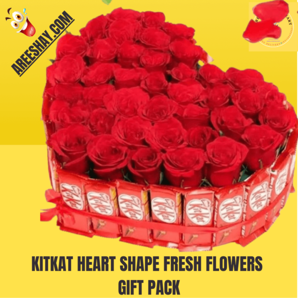 KITKAT HEART SHAPE FRESH FLOWERS GIFT PACK