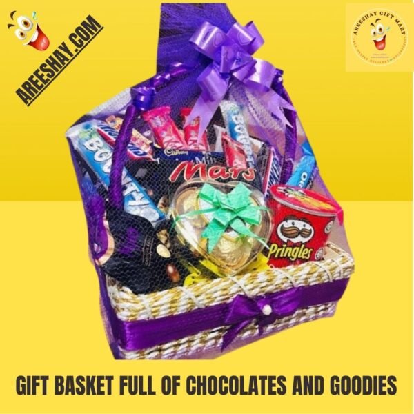 GIFT BASKET FULL OF CHOCOLATES AND GOODIES