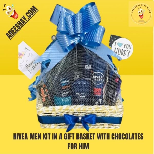 NIVEA MEN KIT IN A GIFT BASKET WITH CHOCOLATES FOR HIM