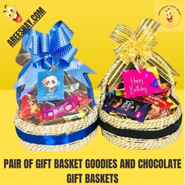 PAIR OF GIFT BASKET GOODIES AND CHOCOLATE GIFT BASKETS