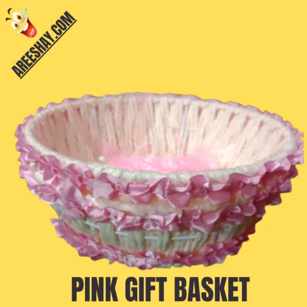 EMPTY GIFT BASKET WITH PINK NET | EMPTY GIFT BASKETS