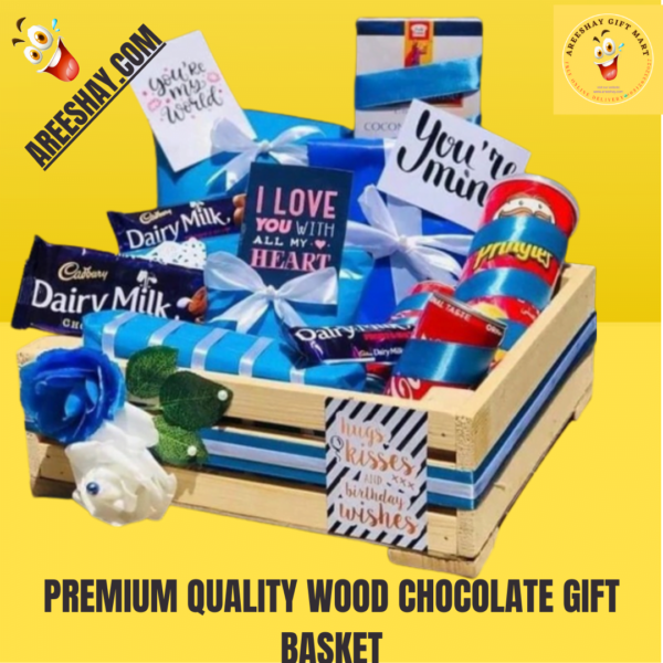 PREMIUM QUALITY WOOD CHOCOLATE GIFT BASKET