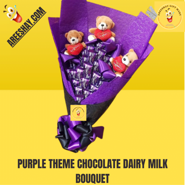 PURPLE THEME CHOCOLATE DAIRY MILK BOUQUET