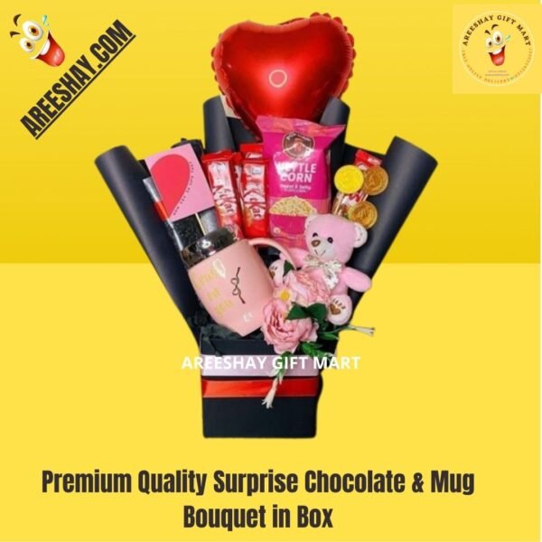 Premium Quality Surprise Chocolate & Mug Bouquet in Box