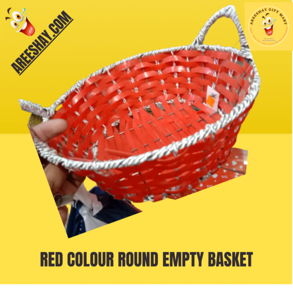 Red Colour Round Empty Basket