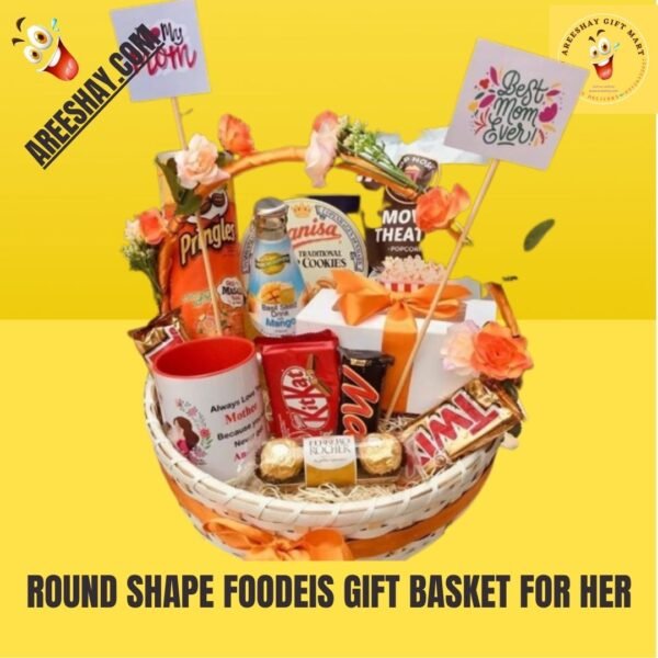 ROUND SHAPE FOODEIS GIFT BASKET FOR HER