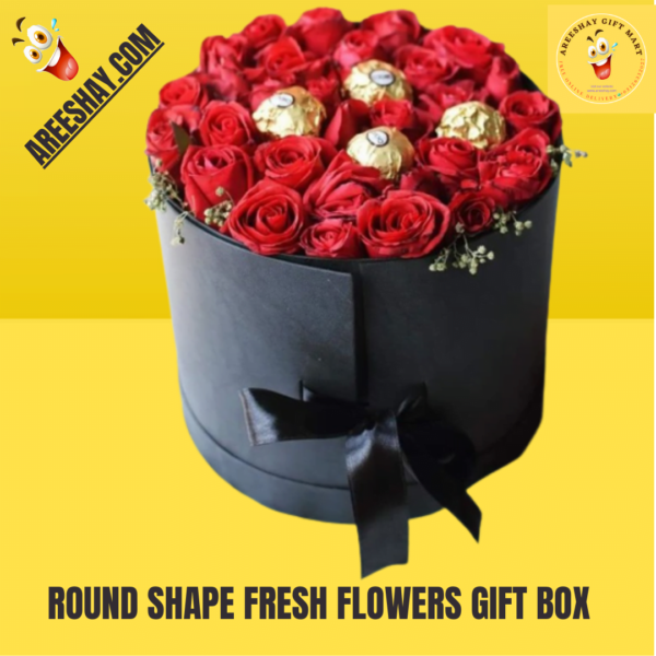 ROUND SHAPE FRESH FLOWERS GIFT BOX