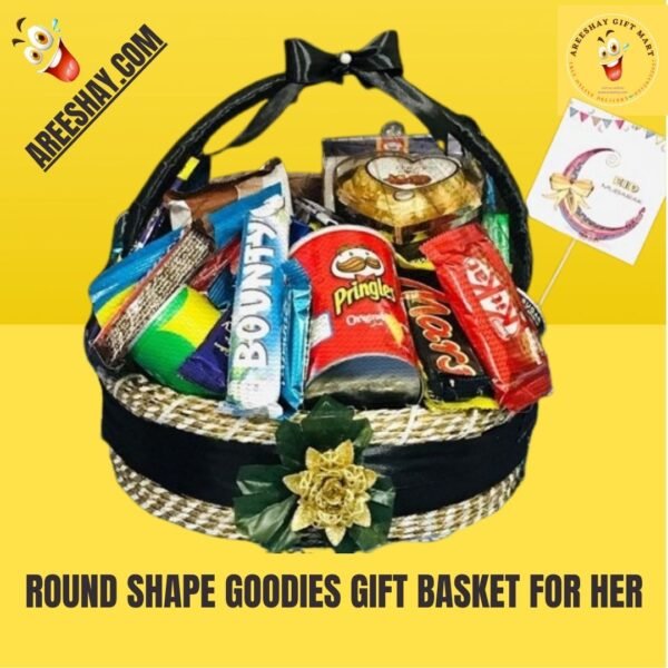 ROUND SHAPE GOODIES GIFT BASKET FOR HER