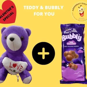 SIMPLE TEDDY BEAR WITH BUBBLY CHOCOLATE COMBO GIFTS