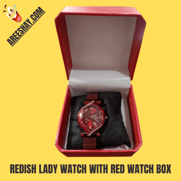 REDISH LADY WATCH WITH RED WATCH BOX