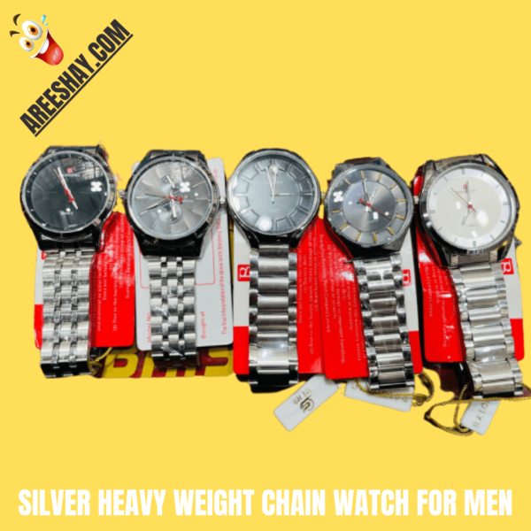 SILVER HEAVY WEIGHT CHAIN WATCH FOR MEN