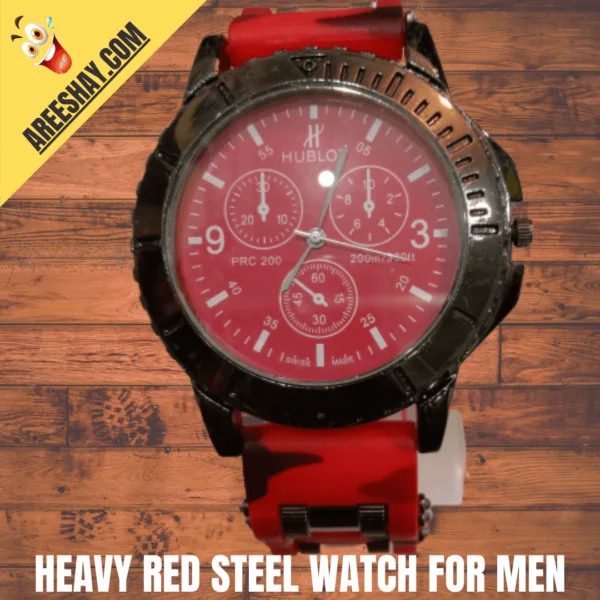 HEAVY RED STEEL WATCH FOR MEN