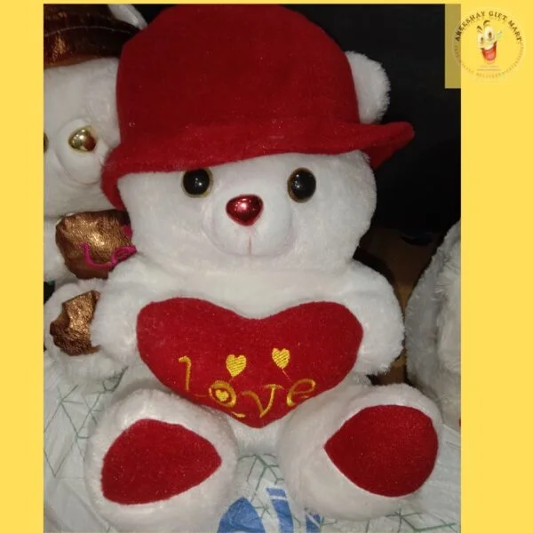 BEAUTIFUL RED HAT WHITE TEDDY