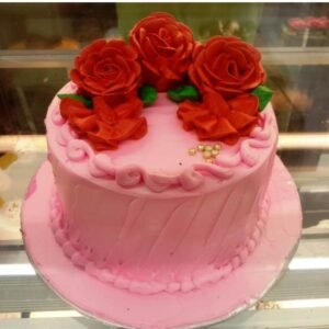 BEAUTIFUL STRAWBERRY RED ROSE ANNIVERSARY CAKE