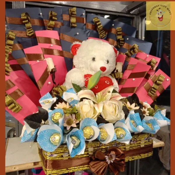 BIG SIZE GIFT HAMPER BASKET WITH TEDDY AND CHOCOLATES