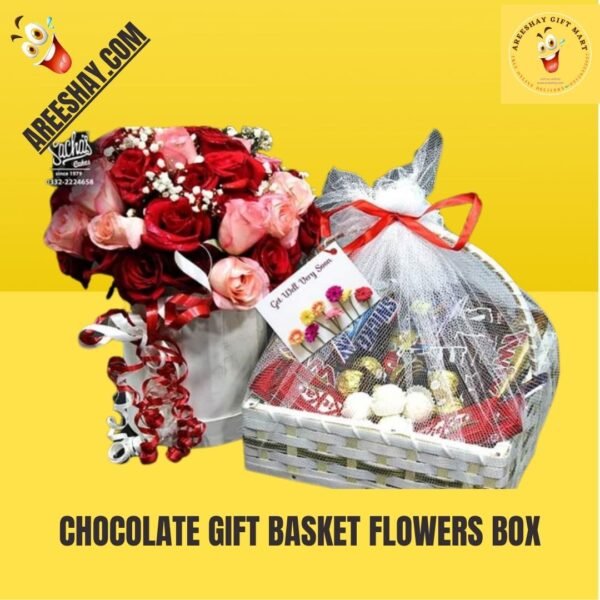 CHOCOLATE GIFT BASKET FLOWERS BOX