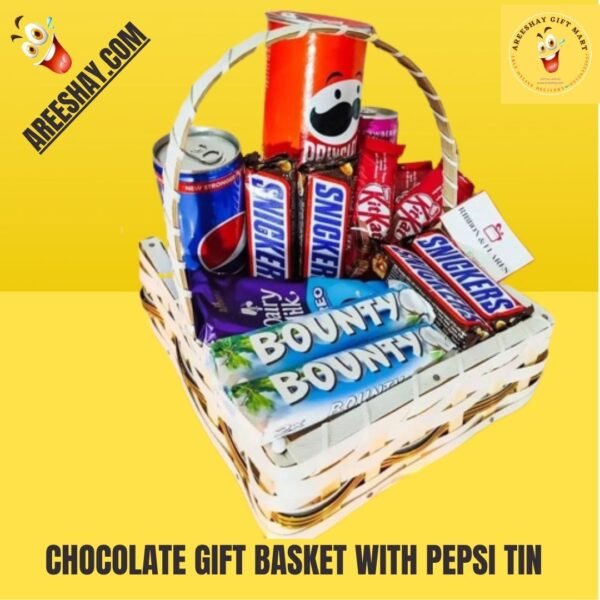 CHOCOLATE GIFT BASKET WITH PEPSI TIN