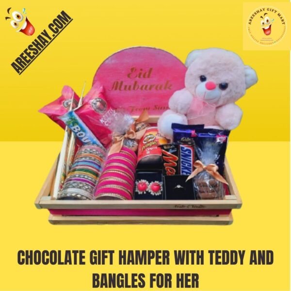 CHOCOLATE GIFT HAMPER WITH TEDDY AND BANGLES FOR HER