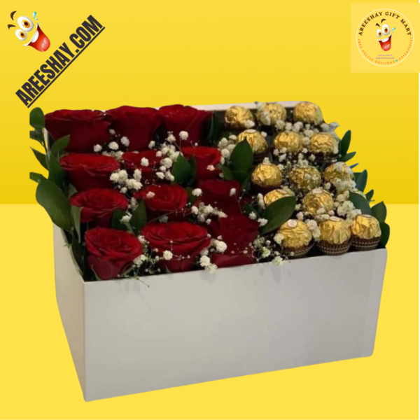 FRESH FLOWERS AND FERRARO ROCHER IN A BOX