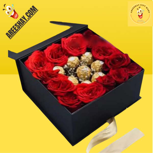 FRESH FLOWERS IN A BOX WITH FERRARO ROCHER