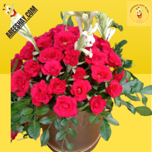 GOLDEN BOX RED ROSES BOX BOUQUET