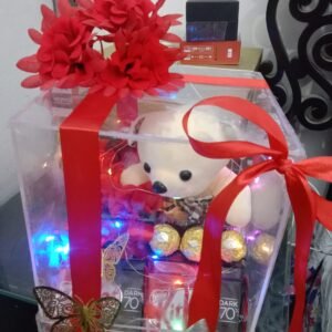 SURPRISE CHOCOLATE ACRYLIC GIFT BOX WITH TEDDY