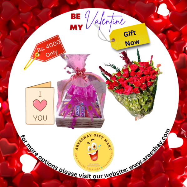 CHOCOLATES GIFT BASKET WITH NET AND FRESH FLOWERS BOUQUET