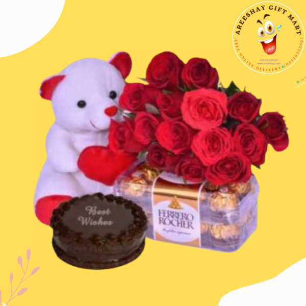 BEAUTIFUL TEDDY FLOWERS CAKE DEAL