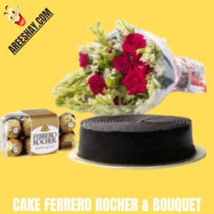 CAKE FERRARO ROCHER AND FRESH FLOWERS BOUQUET