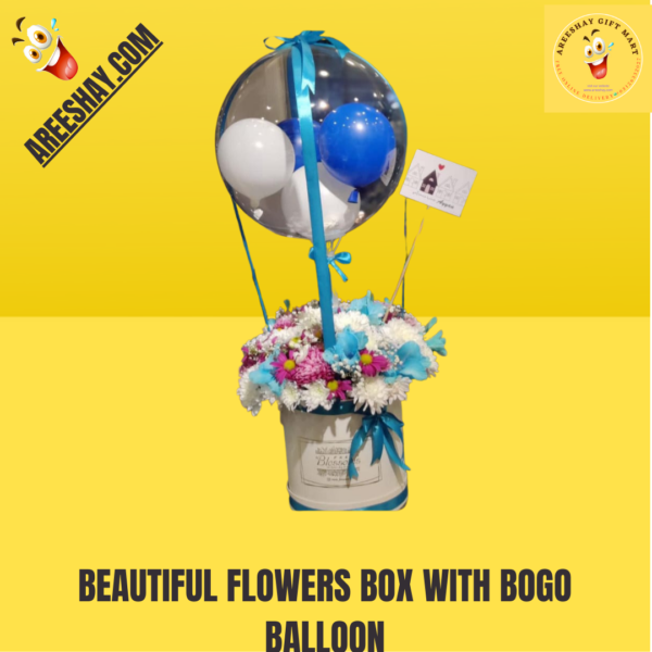 BEAUTIFUL FLOWERS BOX WITH BOGO BALLOON