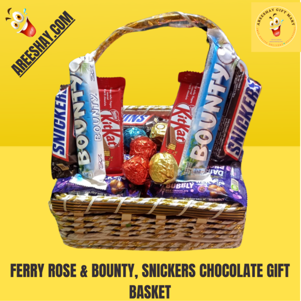 FERRY ROSE & BOUNTY, SNICKERS CHOCOLATE GIFT BASKET