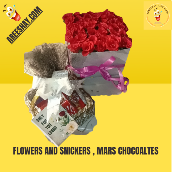 FLOWERS AND SNICKERS , MARS CHOCOALTES