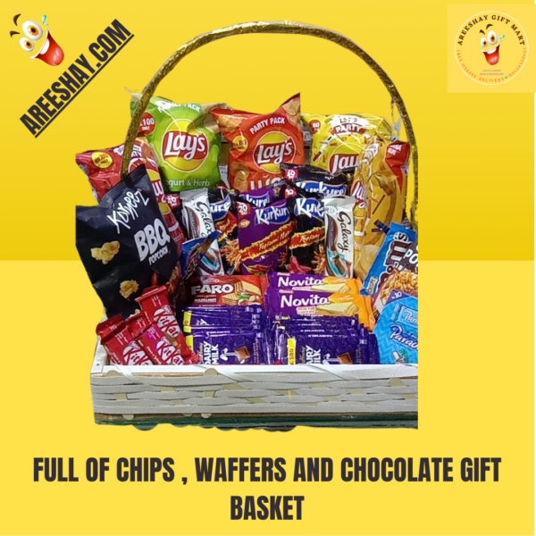 FULL OF CHIPS , WAFFERS AND CHOCOLATE GIFT BASKET