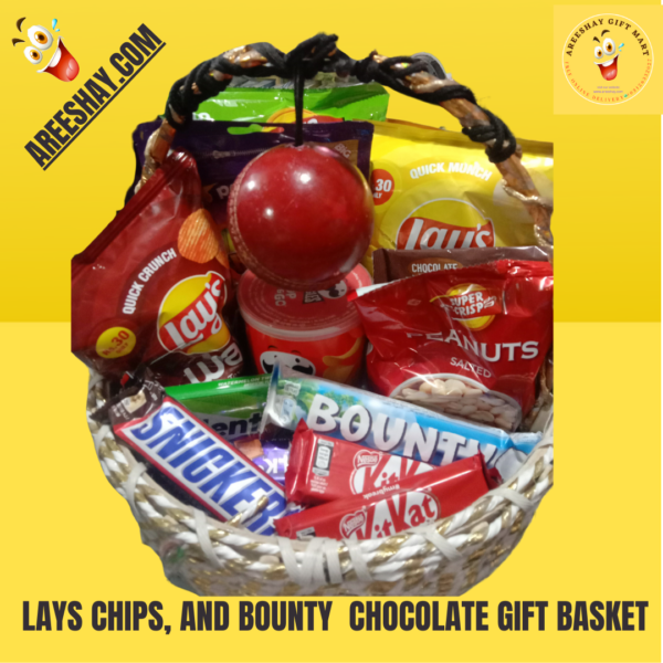 LAYS CHIPS, AND BOUNTY CHOCOLATE GIFT BASKET