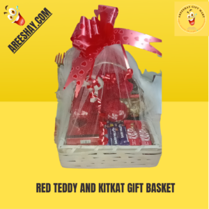 RED TEDDY AND KITKAT GIFT BASKET